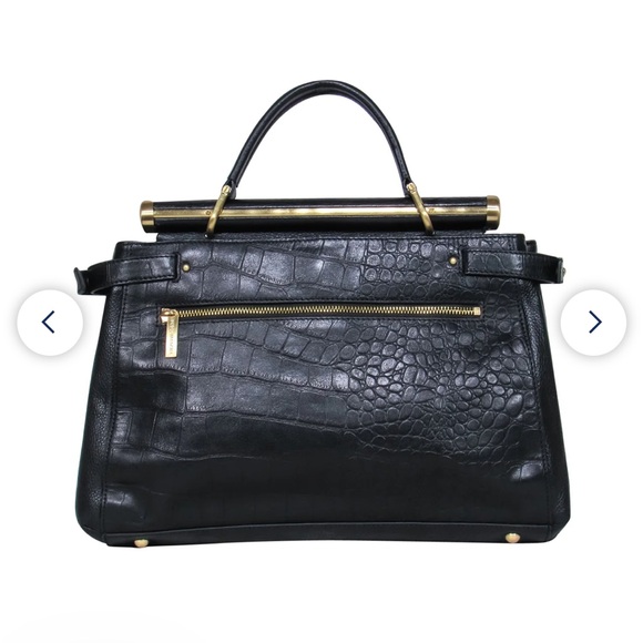 BCBG MaxAzria Gorgeous Leather Black Satchel Purse - Picture 11 of 15